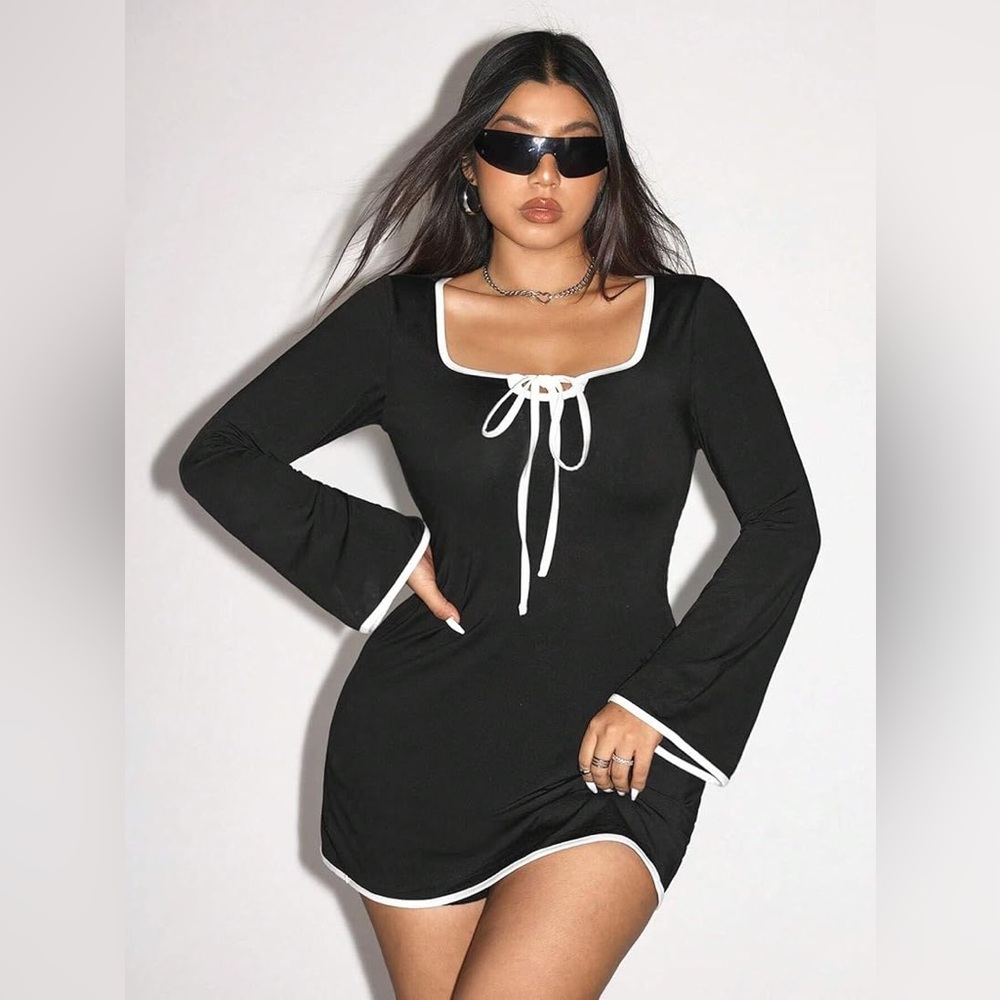 Black Dress with White Trim